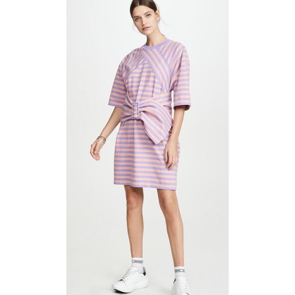 Marc Jacobs Pink Lavender Belted Oversized The Striped T-Shirt Dress Size XS/S - Picture 1 of 6